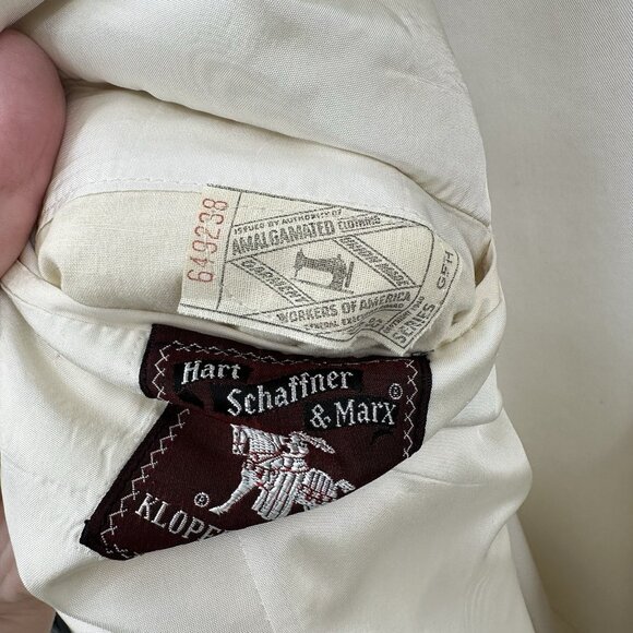 vintage 60s HART SCHAFFNER MARX dinner jacket blazer wool polyester ivory 42L - Picture 11 of 11